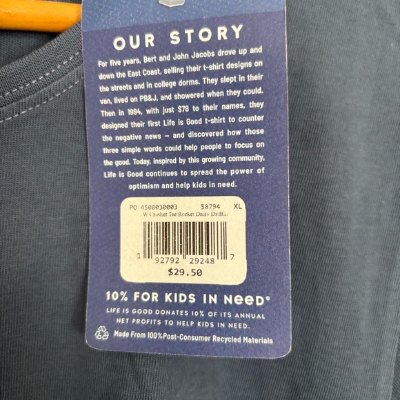 Life is good Daisy Flower Dog Crusher Tee-Women's Size XL-Blue-Short Sleeve-NWT - Picture 5 of 6